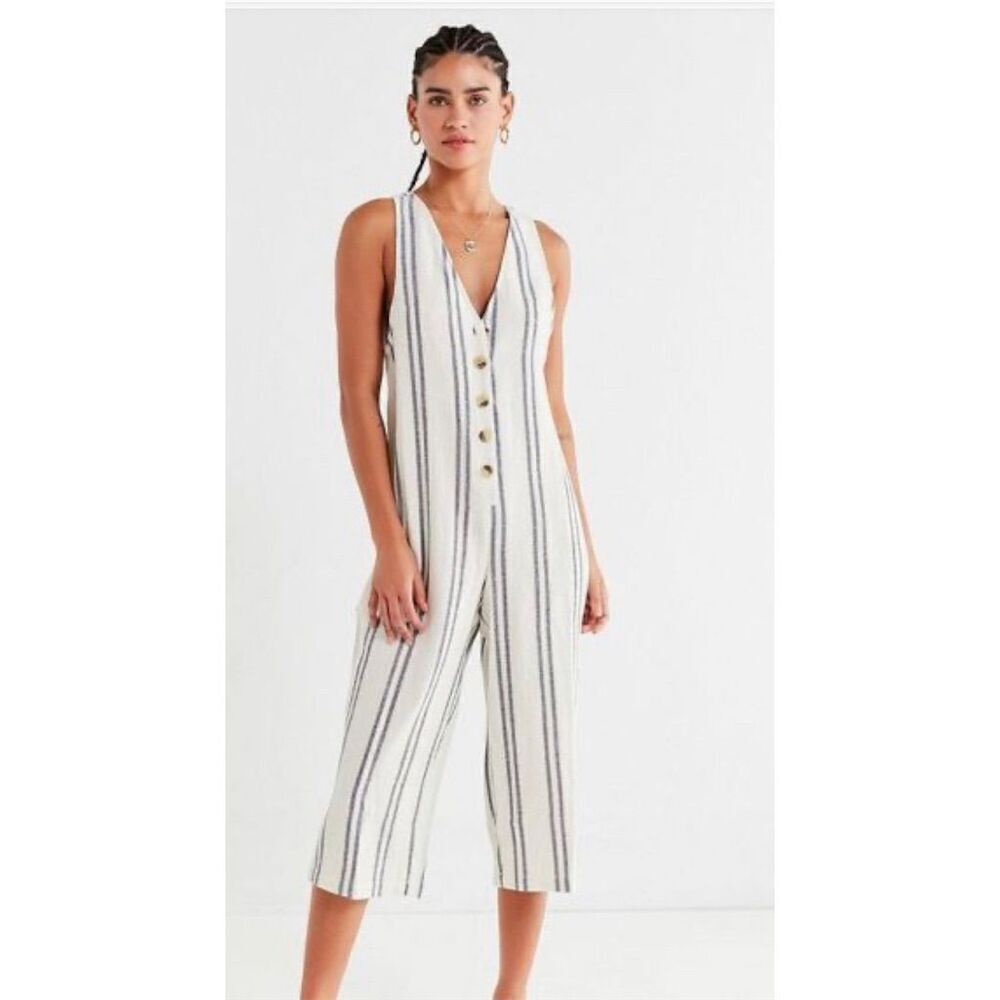 Urban Outfitters Striped Jumpsuit - White and Black